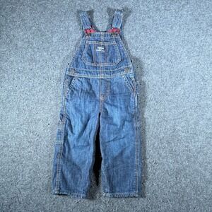 OshKosh Bgosh Kids 24M Flannel Lined Denim Overalls Blue Plaid Carpenter Bibs